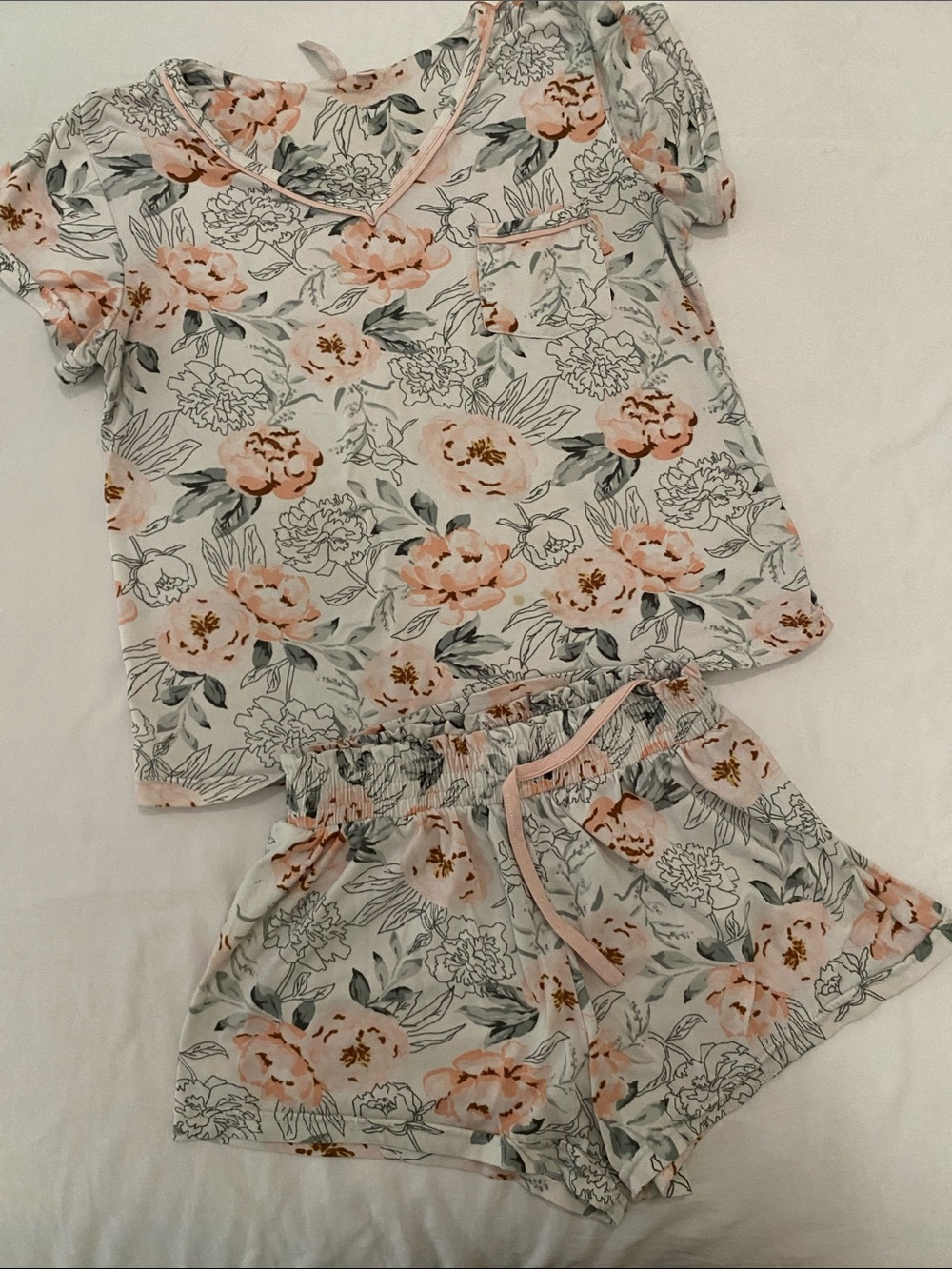 Girls ' Floral Short Pajama Set - Pink Floral